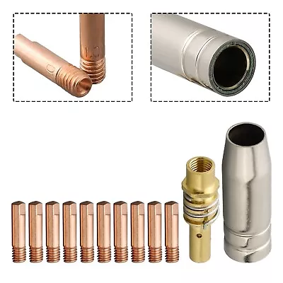 Copper Welding Nozzle Tips And Shroud For MB15 MIG Welder 12 Piece Contact Kit • £8.81