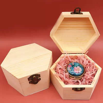 Hexagonal Shaped Wooden Storage Box Jewelry Wedding Gift Box Jewelry DisplayBBI • $6.77