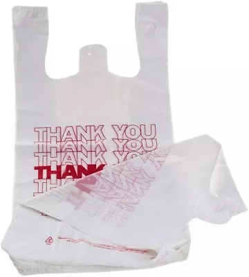 Bags 1/12 Extra Small 7x3.5x13 THANK YOU T-Shirt Plastic Grocery Shopping Bags • $9.10