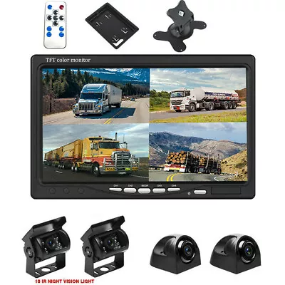 7  HD Backup Rear View Camera Quad Split Monitor +4x Front Side For RV Bus Truck • $129