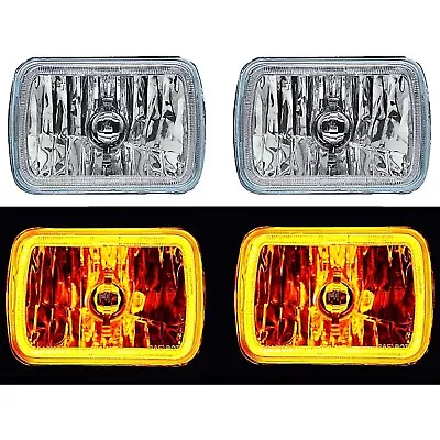 7X6  Amber COB LED Glass/Metal Headlight Halogen Light Bulb Headlamp Pair • $174.95