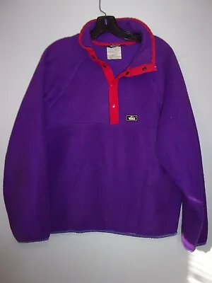 Vtg 90s WOOLRICH Purple W Red Trim Synchilla Snap T Fleece Pullover Men's Medium • $25