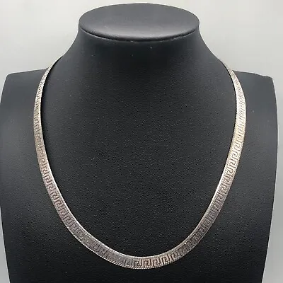 Milor Necklace 925 Sterling Silver Herringbone Greek Key Reversible Unisex 14  • $50.14