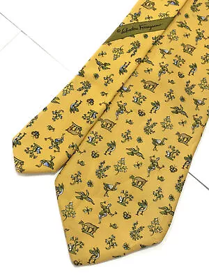 Authentic SALVATORE FERRAGAMO Combination Living Design-Yellow 100% Necktie Tie • $34.25