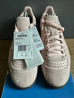 Adidas Handball Top Icey Pink Mens B38030 Gum Trainers Shoes Low Size UK 7.5 • £59.99