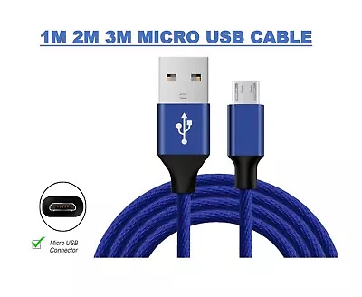 Long Micro USB Cable 1M 2M 3M High Speed Data Sync Fast Charger Charging Lead • £2.99
