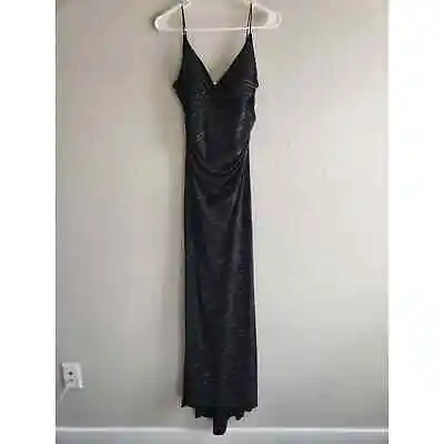 Vintage Y2K City Triangles Womens Sz M Maxi Dress Formal Black Glitter 2000s • $29.90