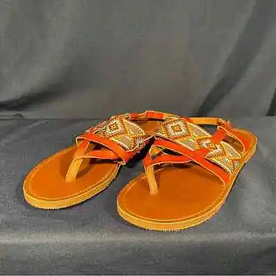 Mossimo Faux Leather Colorful Woven Detail Thong Sandals Sz 8.5 • $6.40