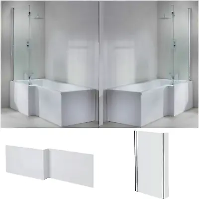 L Shape Shower Bath Tub Left Right Hand 1600 1700 Large 1800 Screen Panel White  • £299