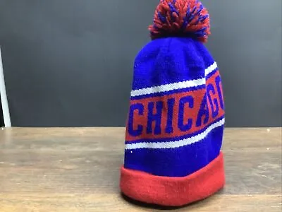 Vintage Chicago Stocking Hat Beanie Cap Red White Blue • $6.79