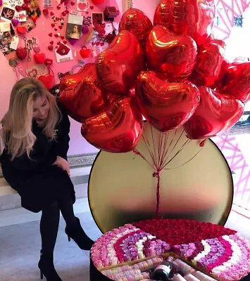 £3.69 • Buy 10/20PC Heart Foil Balloons Romantic Heart Helium Balloon Wedding Valentines Day