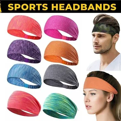 Men Women Sports Headband Yoga Gym Sweatband Hair Bands Head Prevent Sweat Band • £2.99