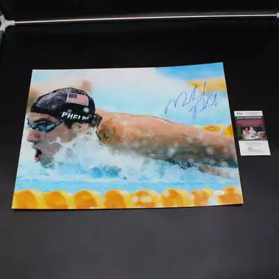 Michael Phelps Signed 16x20 Photo Olympic Swimming Autograph JSA COA ZJ9698 • $97.19