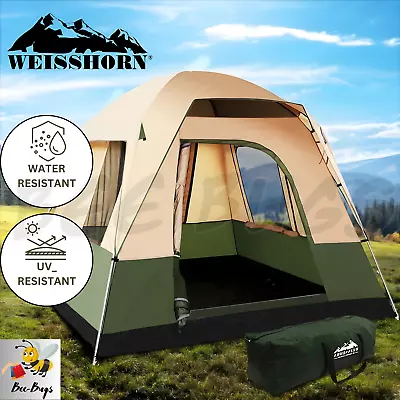 Weisshorn Family Camping Tent 4 Person Hiking Beach Tents Green • $104.29