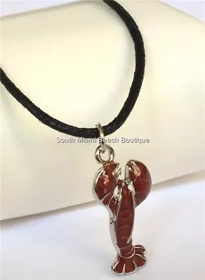 Red Lobster Surfer Necklace 22  Black Cord Mens Womens Sea Life Nautical Island  • $7.99