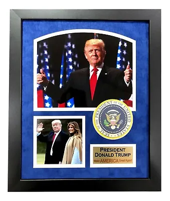 $364.35 • Buy RARE President Donald Trump Framed Photo Seal Collage MAGA Memorabilia America