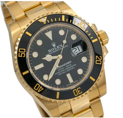 $45000 • Buy Rolex Submariner Date  116618ln 40mm Yellow Gold Black Ceramic Bezel Black Dial
