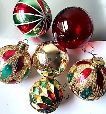 Vintage Estate Lot Of 6 Christmas Tree Glass Balls Ornaments 2  3  D • $0.99