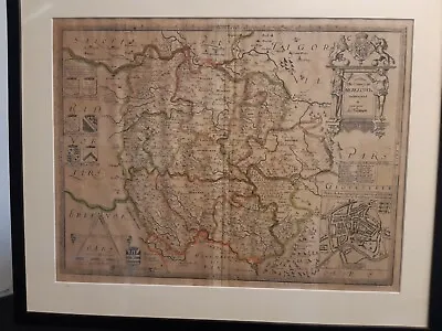 Rare Original Large Herefordshire Map By Saxton  & Philip Lea (1689)   • £395