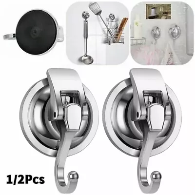 1/2Pcs Strong Vacuum Suction Cup Hook Bathroom Kitchen Towel Shower Hooks Holder • £6.40