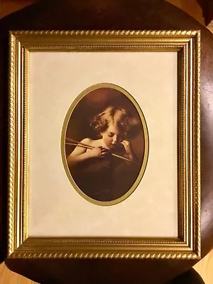 Vintage Cupid Asleep Print Framed M.B Parkinson 1897 Tinted Bow Arrow • $16.99