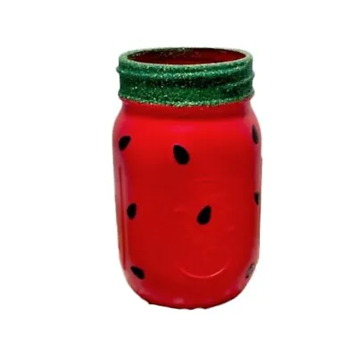 Watermelon Decorated 8 Oz Mason Jar Brush Holder Kitchen Decor • $10