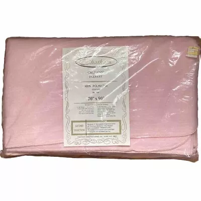 Chatham Orleans Acrylic Blanket Stitched Edge  Pink NIP 70 X90  Irregular VTG • $17.95