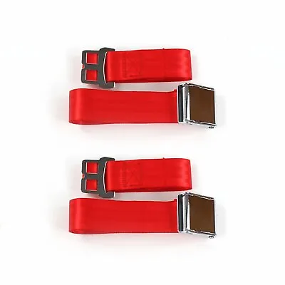 Ford Falcon 1960 - 1963 Airplane 2pt Red Lap Bucket Seat Belt Kit - 2 Belts Hot • $62.07