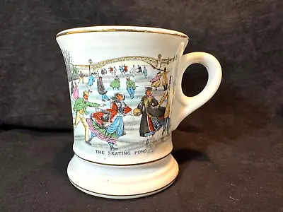 Vintage Knobler Porcelain Mustache Coffee Cup Mug The Skating Pond • $9.99