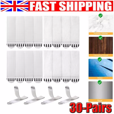 30-Pair Large Picture Hanging Strips Heavy Duty For Picture Frames Mirrors Clock • £10.90