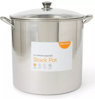 Large 19L Stockpot Soup Stew Pasta Cooking Pot Stainless Steel Cookware Kitchen • $48.25