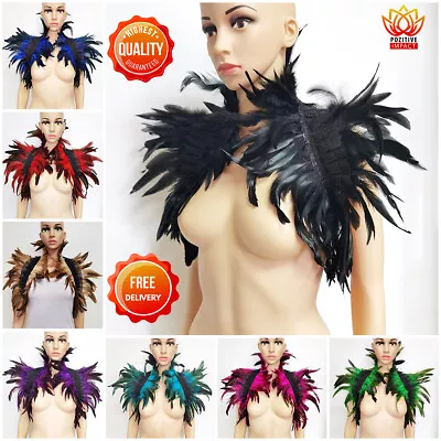 Feather Shoulder Jacket Shawl Fake Collar Shoulder Wrap Cloak Gothic • $18.80