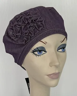 NWT! IMAGA Designer BERET Hat PURPLE With Flower • $23.95