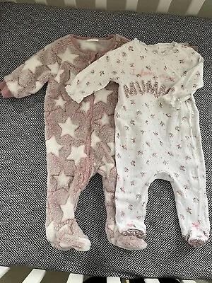 Next Pink Fleece Pramsuit/ Sleepsuit Plus Bodysuit • £15