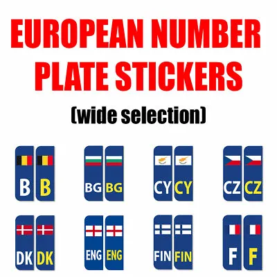 2x European Country Flag Stickers License Number Plate For Car Van Bikes Vehicle • £3.15