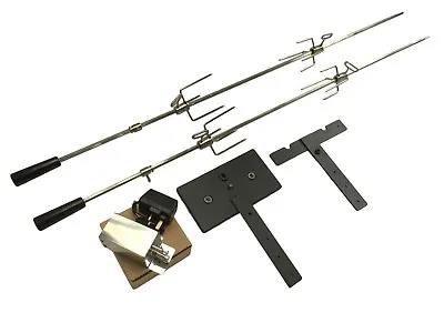£109.99 • Buy Double BBQ Rotisserie Spit Attachment With 2 Stainless Steel Skewers 
