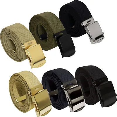 100% Cotton Military Web Belts Long Unisex Army Color Belts 1.25  Wide (3-Pack) • $20.99