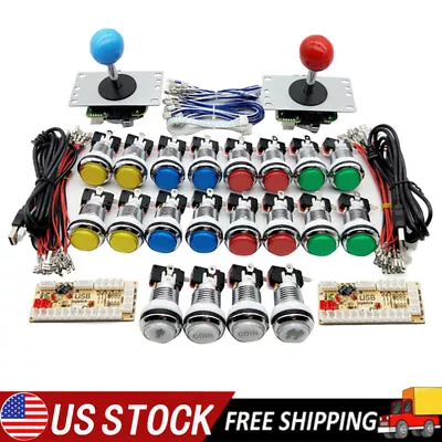 Arcade DIY Kit Mame Raspberry Pi Games 2 Arcade Joystick + 20 Chrome LED Button • $56.99