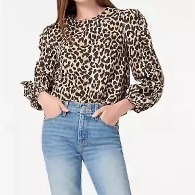 J Crew Animal Print Blouse Ruffle Sleeves Size Small • $29.99