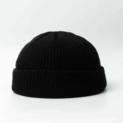 Mens Fisherman Beanie Hat Winter Ribbed Plain Warm Knitted Skull Cap  Mini Short • $7.99