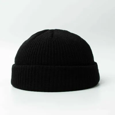 Mens Mini Short Fisherman Beanie Hats Plain Winter Warm Ribbed Knitted Skull Cap • $5.69