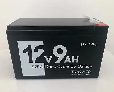 Tpower 12v 9ah AGM Rechargeable Sealed Lead Acid Battery For EBike Scooter • $28.99