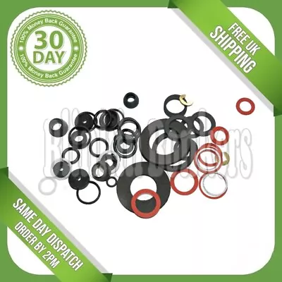 50 Rubber Fibre Plastic Metal Tap Sink Seal Washers Assorted Plumbing O Ring Set • £3.39