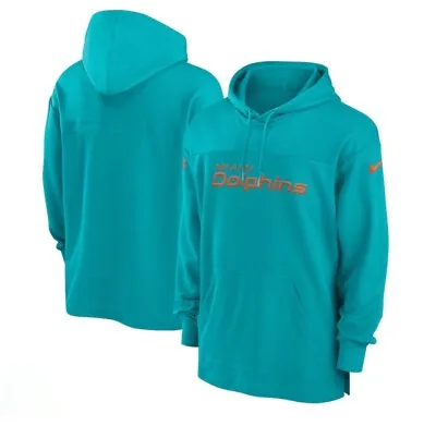 Men's Miami Dolphins Nike Aqua 2023 Sideline Lightweight Performance Hooded Top • $110