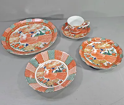 Vintage Arita Japan Imari Peacock Fine China Dinnerware Set Service For 4 • $79.99