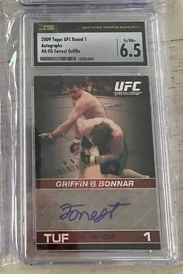 $58 • Buy UFC TOPPS 2009 ROUND 1 Blue Auto And Forrest Griffin CSG Graded