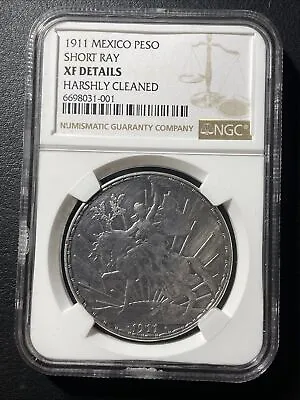 1911 Mexico Caballito Short Ray Silver Peso NGC XF  • $1300