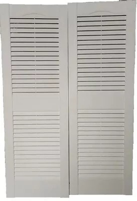 Shutters By Design - White Louvered Vinyl Shutter - 43 In X 14.5 In X 1 In -Pair • $33.99