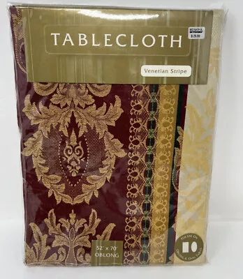 Bed Bath & Beyond Venetian Stripe Crimson Oblong Tablecloth 52  X 70  • $25