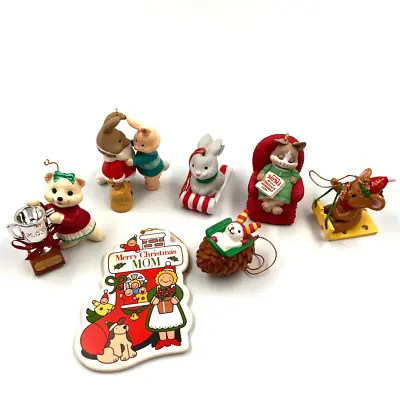 Vintage Christmas Ornaments Lot Hallmark Avon Mom Dad 90's Bunny Bear Mouse • $12.95